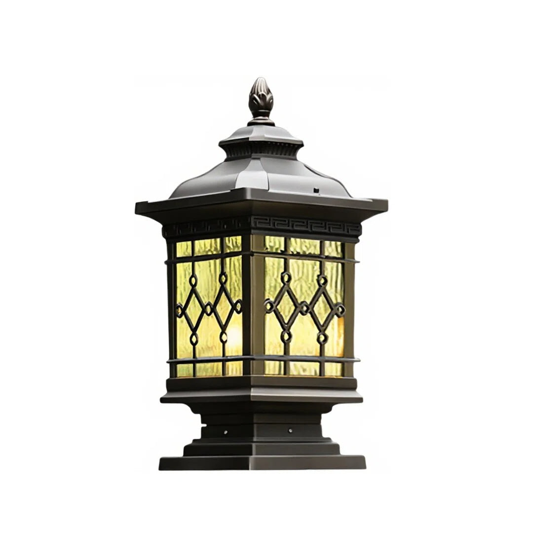 Retro Outdoor Column Light in Coffee Finish with Warm LED