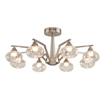 Sputnik Semi Flush Ceiling Light in Sand Nickel with Glass Shades
