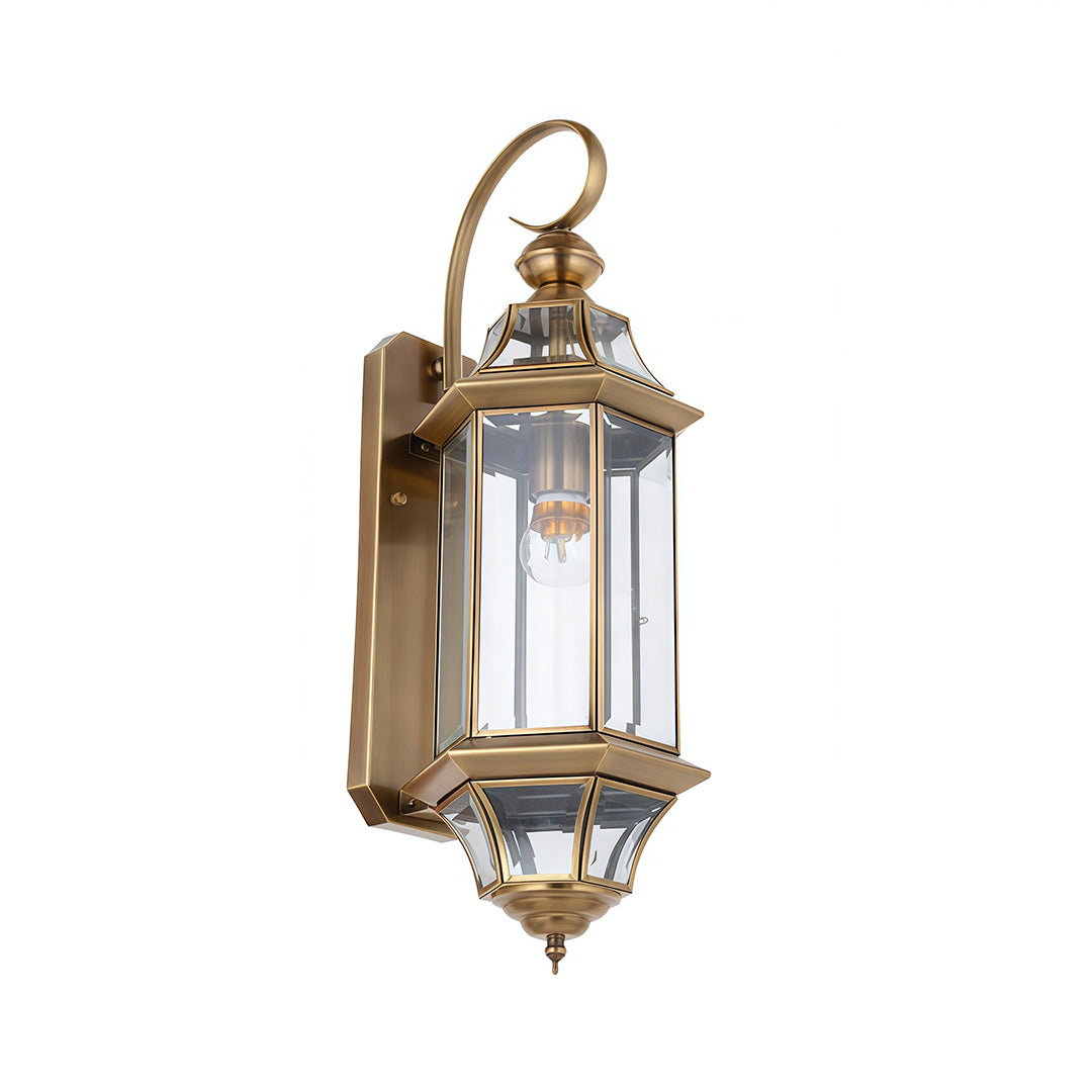 Solid Copper Outdoor Wall Sconce with Clear Glass Shade