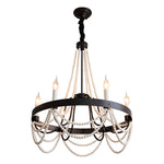French Pearl Wrought Iron Chandelier with Adjustable Chain