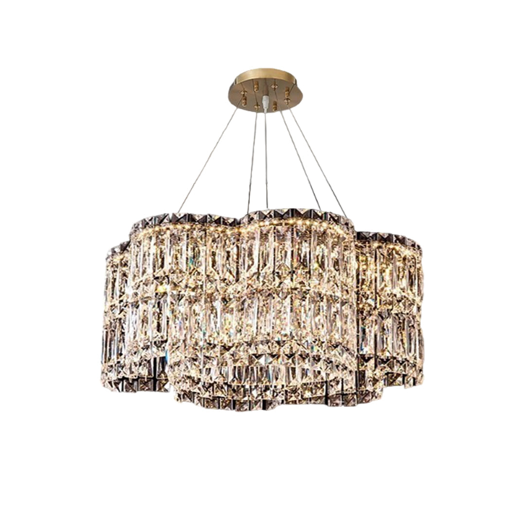 Modern Crystal Chandelier with LED Lighting, Stainless Steel Frame, Dimmable
