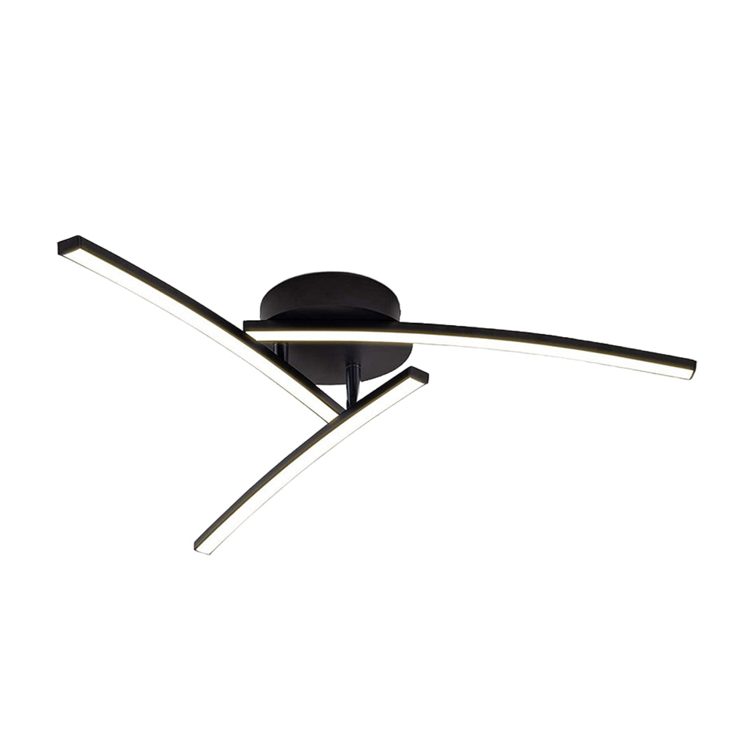 Aurelia Three-Arc LED Semi Flush Mount Ceiling Light in Black