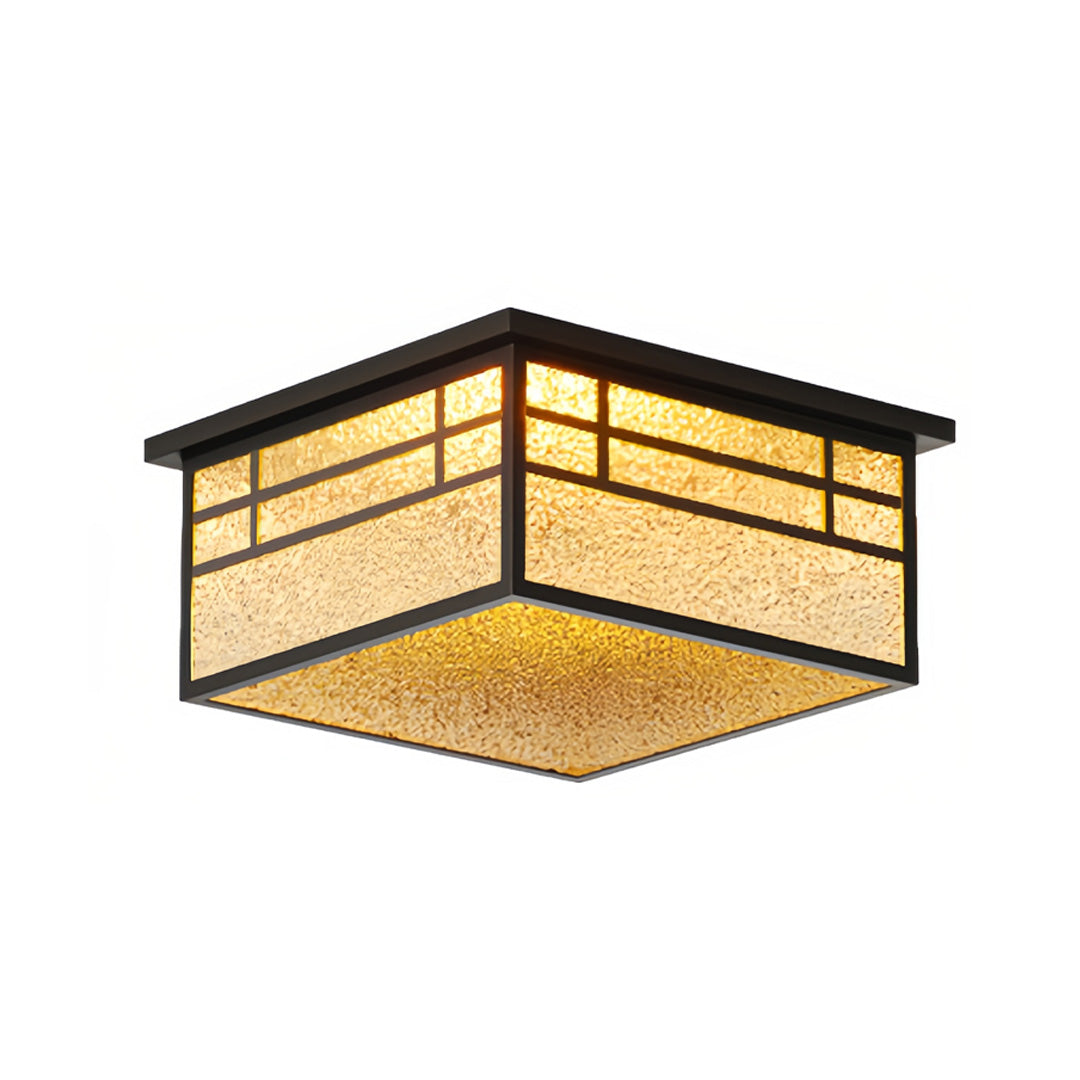 Aurelia Square Flush Mount Ceiling Light in Stainless Steel and Glass