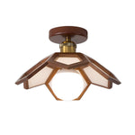 Lotus Wood Semi Flush Mount Ceiling Light in Natural Oak or Walnut