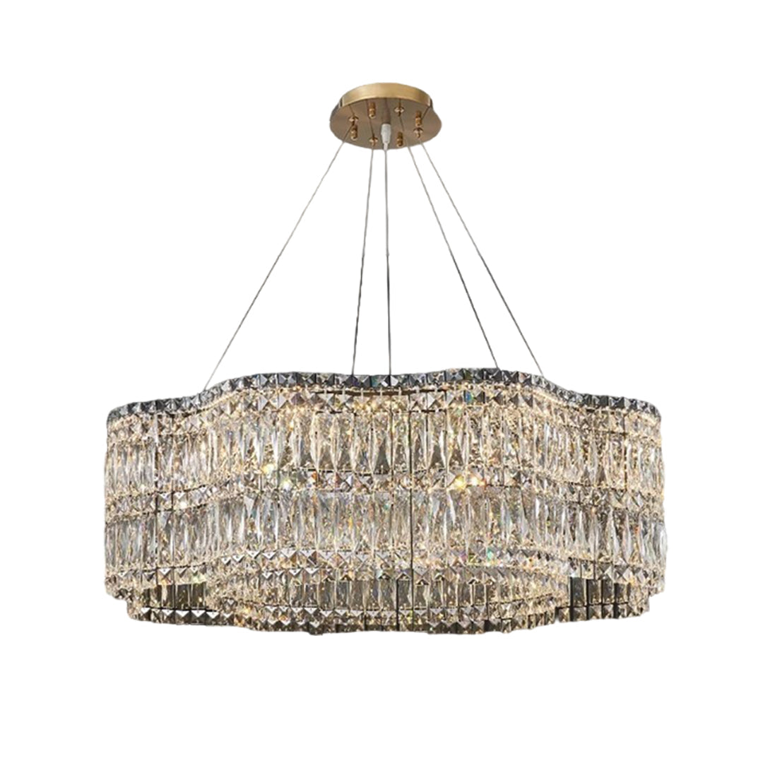 Modern Crystal Chandelier with LED Lighting, Stainless Steel Frame, Dimmable