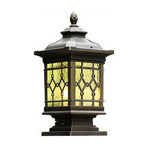 Retro Outdoor Column Light in Coffee Finish with Warm LED