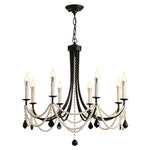 Pearl Crystal Chandelier in Black Iron – Artistic Ceiling Light for Elegant Interiors