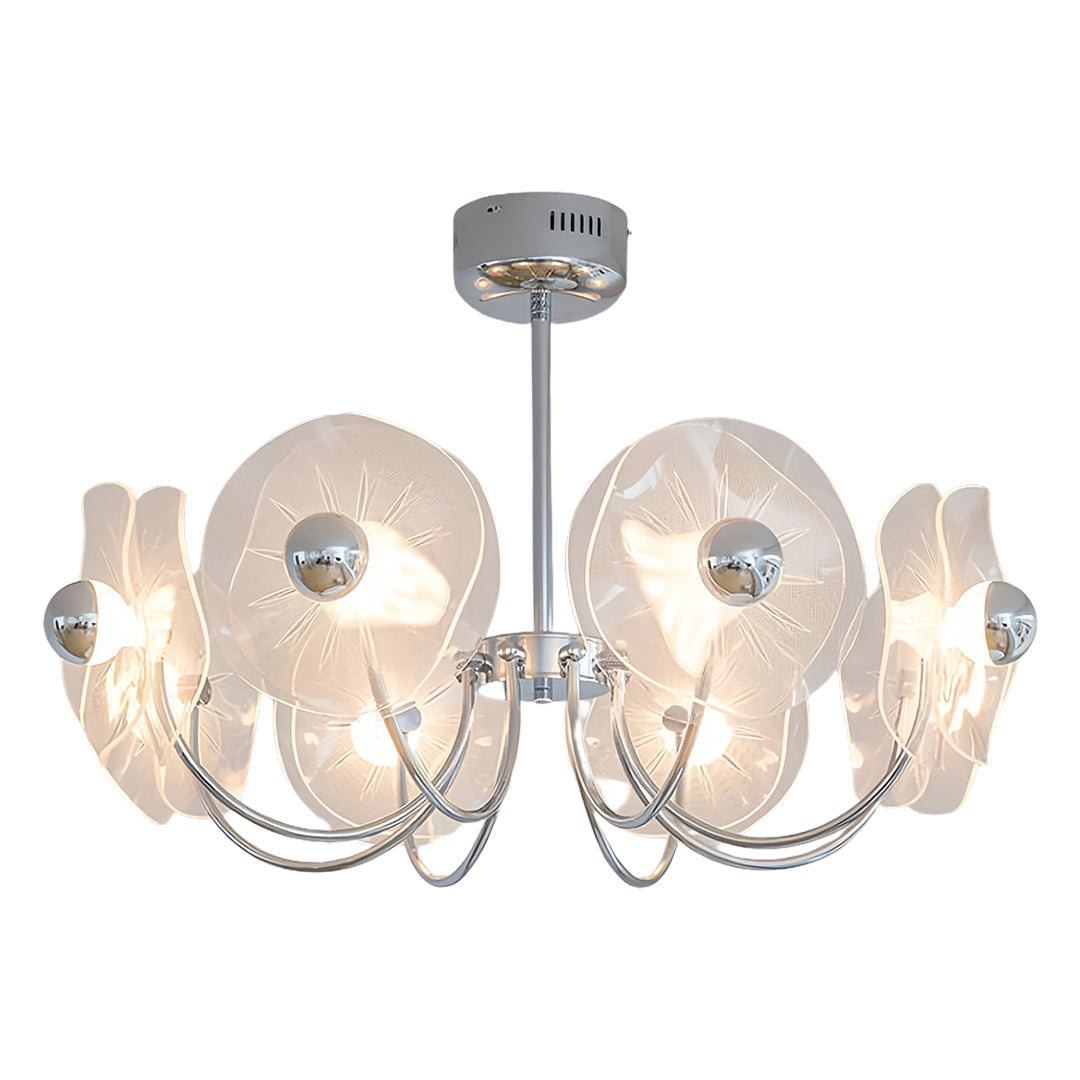 Aurora Acrylic LED Chandelier with Chrome Accents, Modern Multi-Head Pendant Light