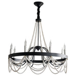 French Pearl Wrought Iron Chandelier with Adjustable Chain