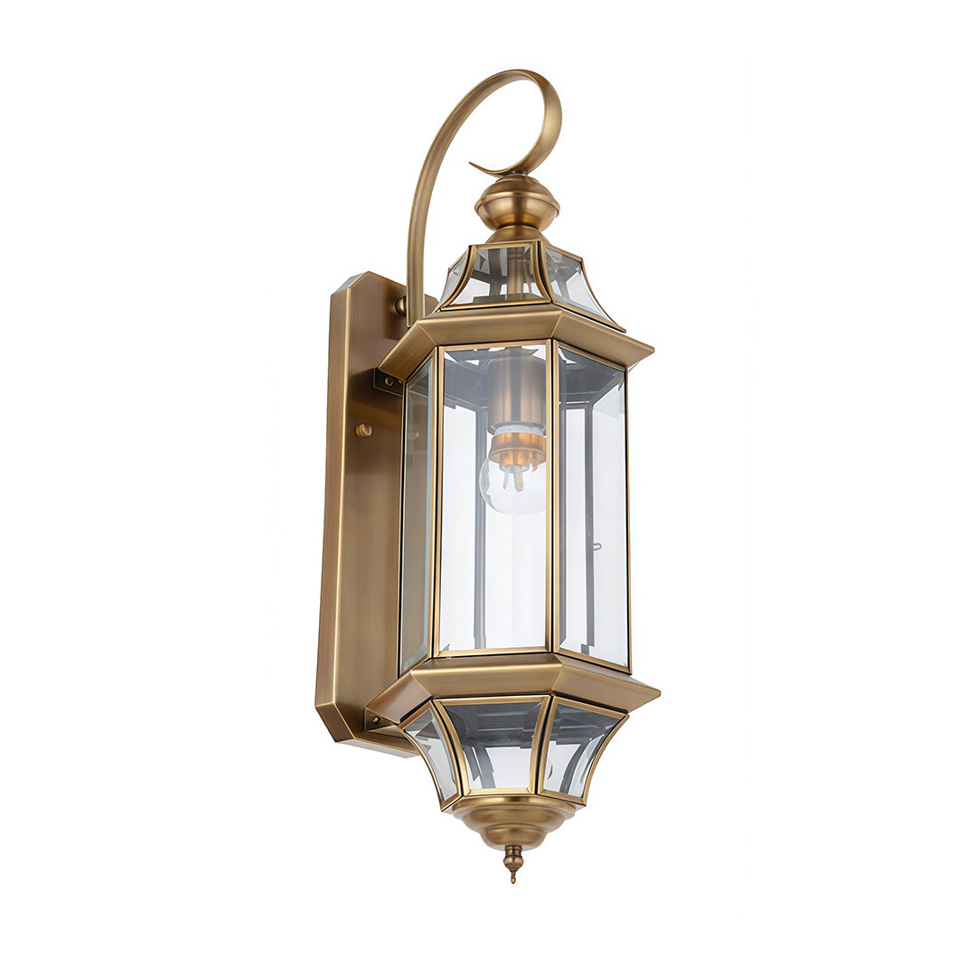 Solid Copper Outdoor Wall Sconce with Clear Glass Shade
