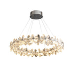 French Crystal Flower Chandelier for Dining Room, Modern LED Pendant Light