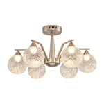 Sputnik Semi Flush Ceiling Light in Sand Nickel with Glass Shades