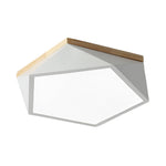 Nordic Geometric Wooden Flush Mount Ceiling Light with Acrylic Shade