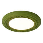 French Retro Flush Mount Ceiling Light with Carved Resin and Acrylic Shade