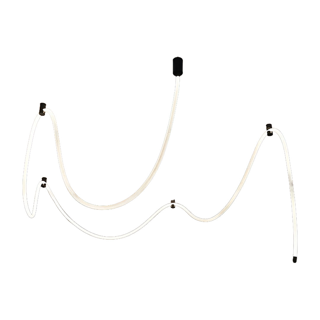 Linear LED Ceiling Light in Black with Woven Fiber Accents