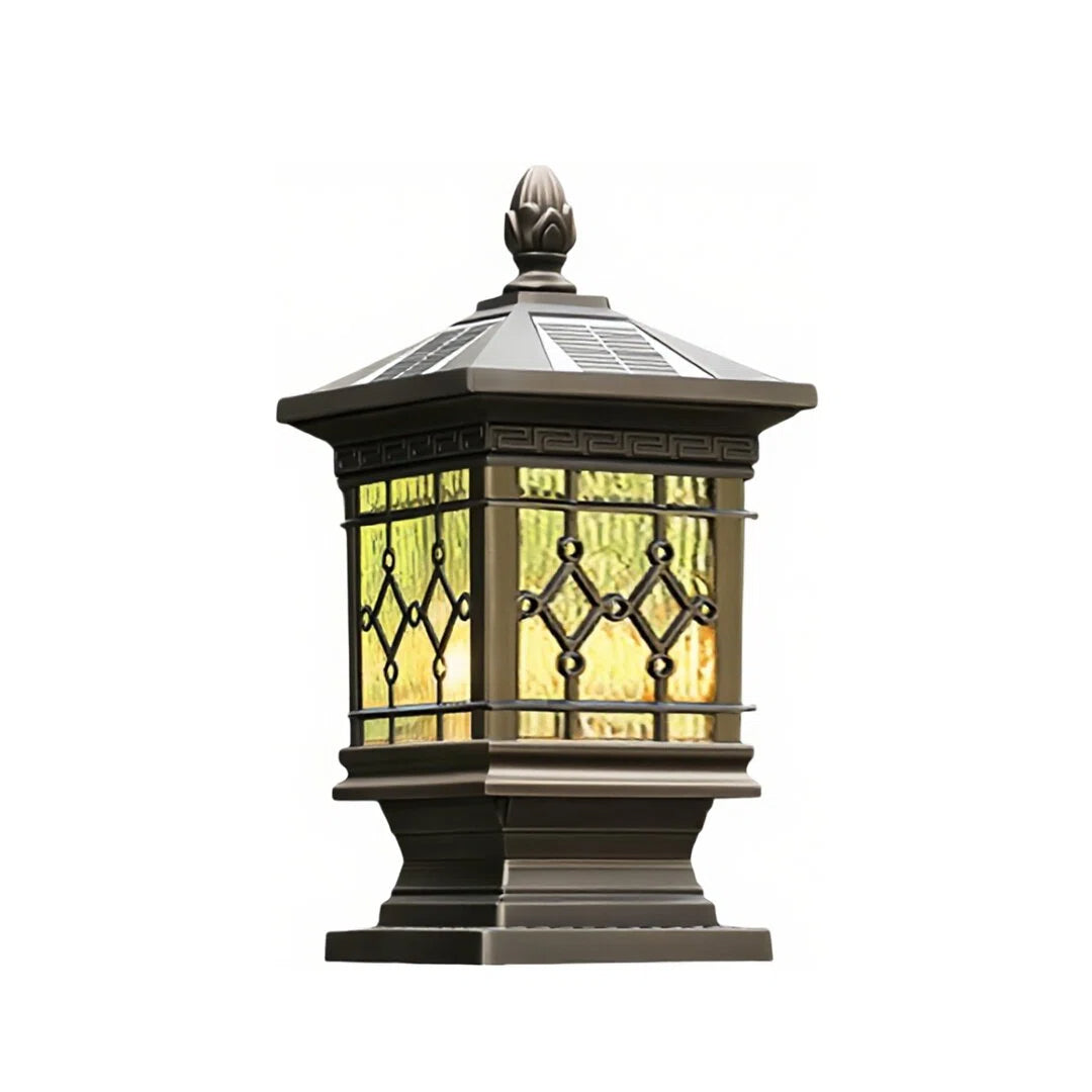Retro Outdoor Column Light in Coffee Finish with Warm LED