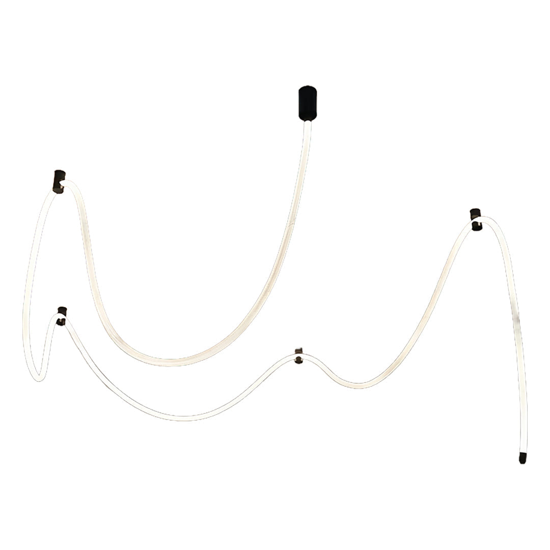 Linear LED Ceiling Light in Black with Woven Fiber Accents