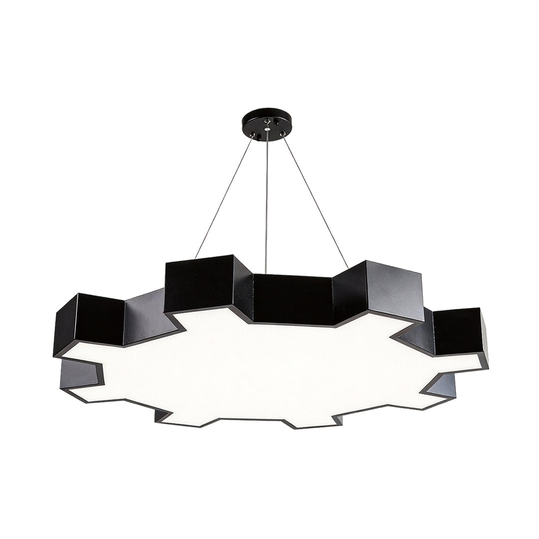 Industrial Gear LED Chandelier in Matte Black for Modern Interiors