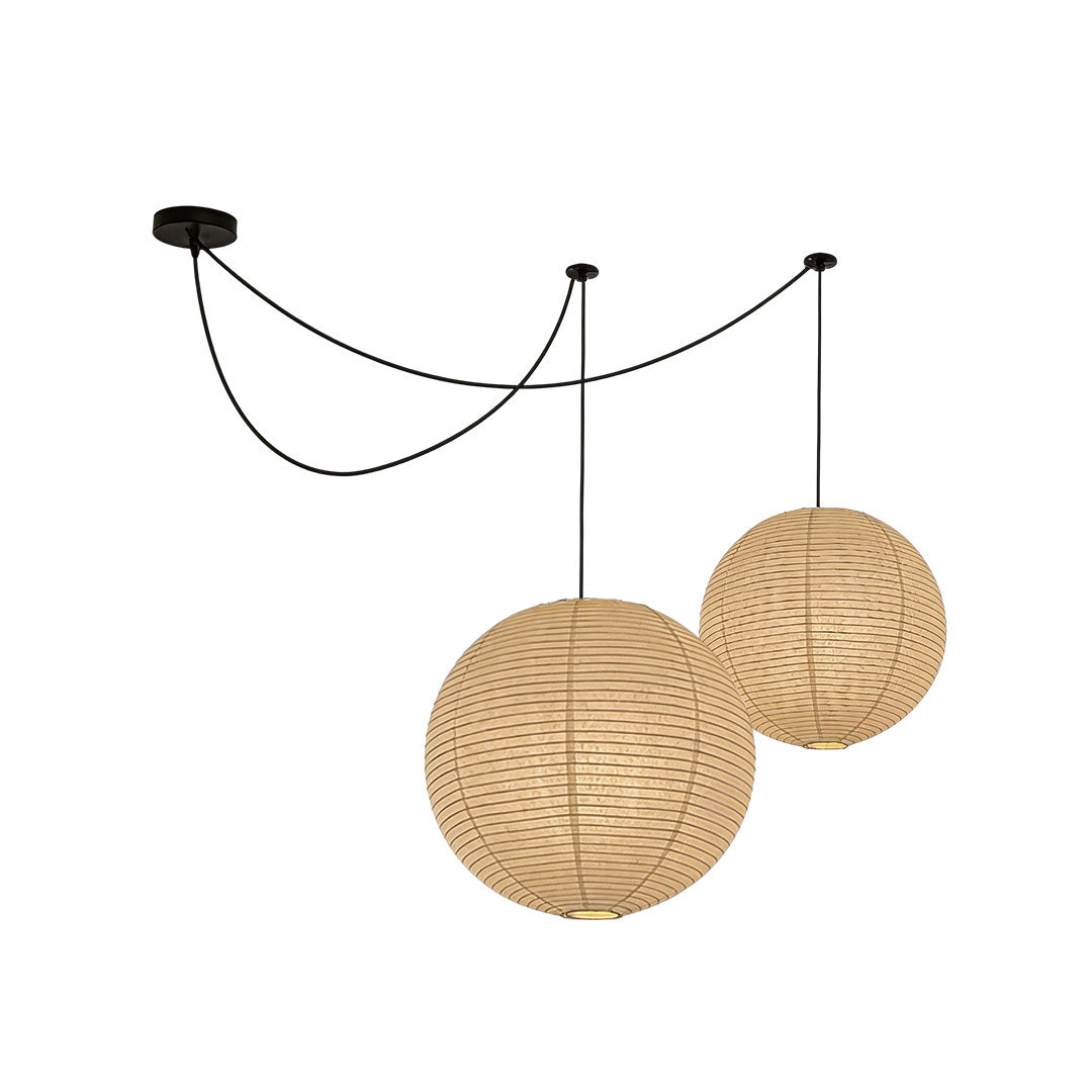 Japanese Paper Pendant Light with Adjustable Cord, Warm Ambient Ceiling Lamp