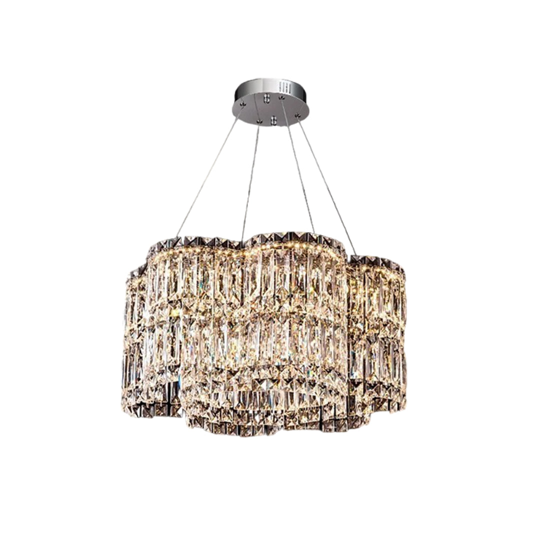 Modern Crystal Chandelier with LED Lighting, Stainless Steel Frame, Dimmable