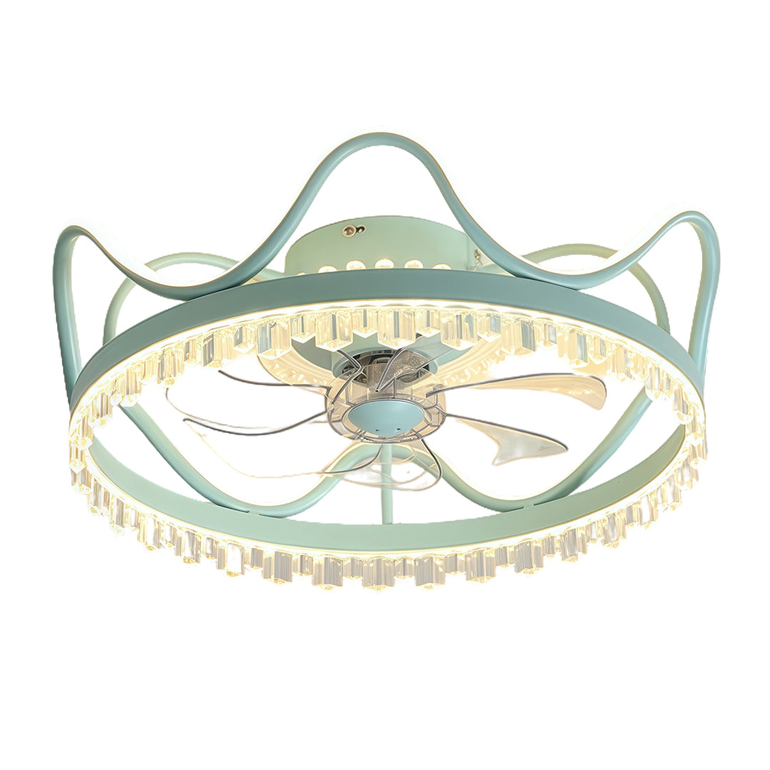 Modern Flush Mount Ceiling Fan with Dimmable LED Light and Remote