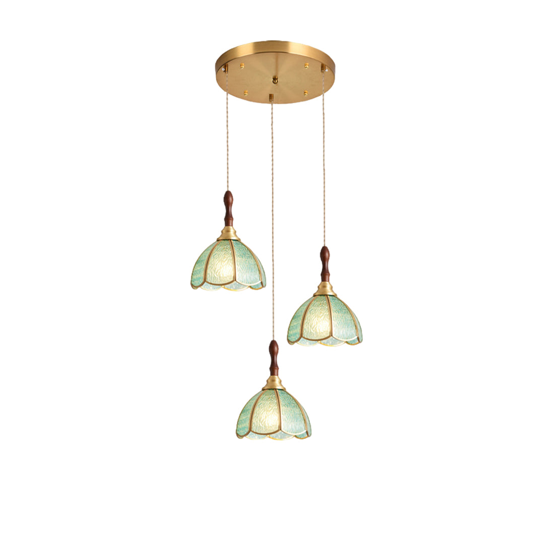 Ripple Glass Pendant Light in Copper Finish with Adjustable Hanging