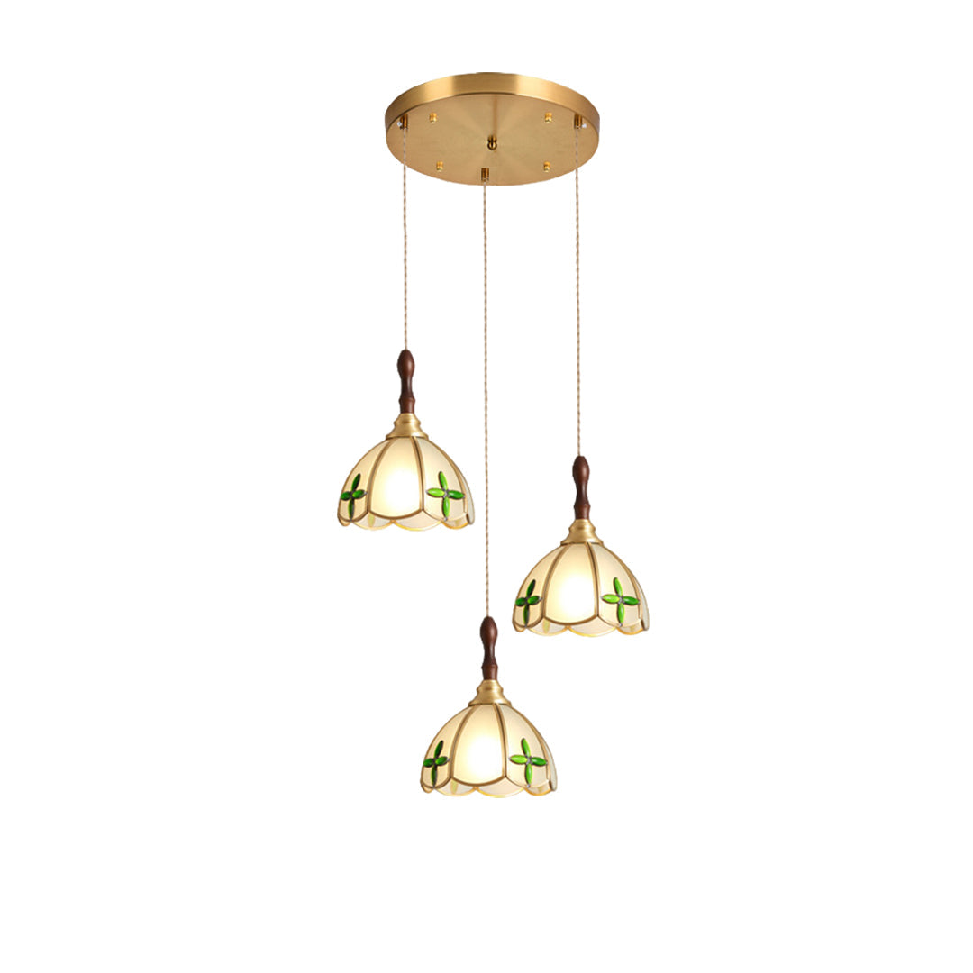 Ripple Glass Pendant Light in Copper Finish with Adjustable Hanging