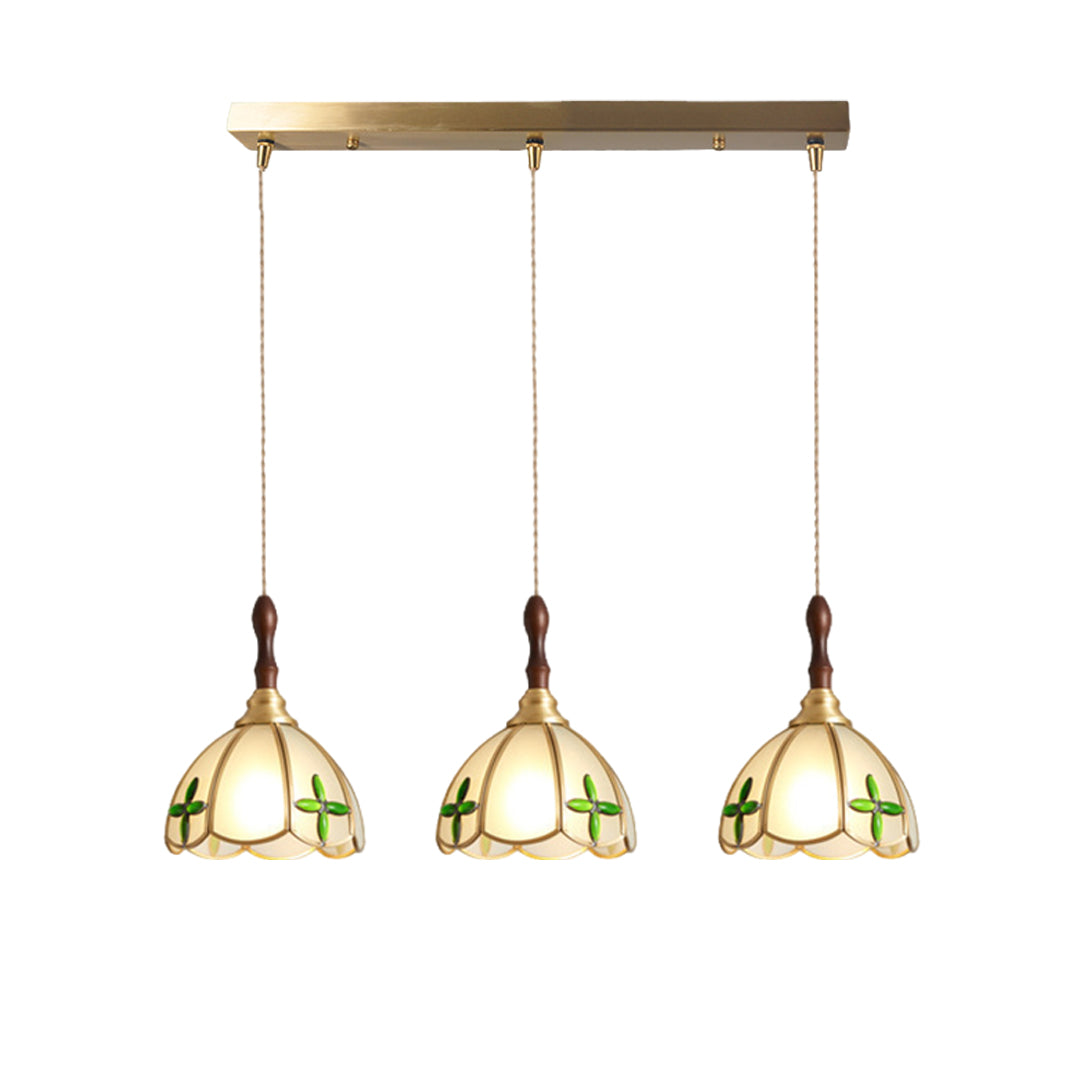 Ripple Glass Pendant Light in Copper Finish with Adjustable Hanging