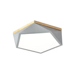 Nordic Geometric Wooden Flush Mount Ceiling Light with Acrylic Shade