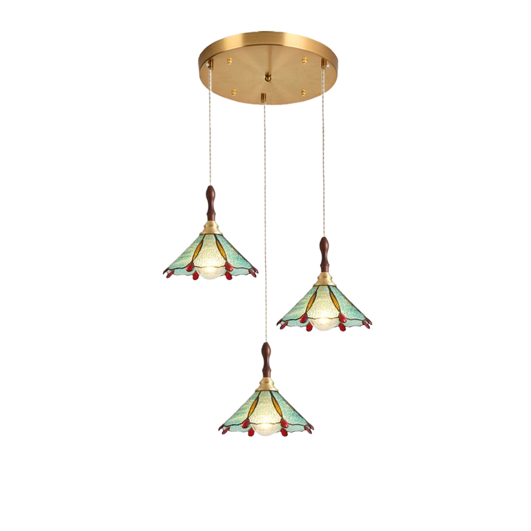 Ripple Glass Pendant Light in Copper Finish with Adjustable Hanging