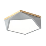 Nordic Geometric Wooden Flush Mount Ceiling Light with Acrylic Shade