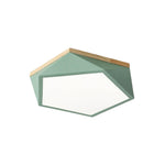 Nordic Geometric Wooden Flush Mount Ceiling Light with Acrylic Shade