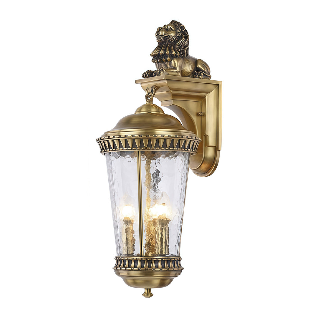 European Copper Lion Head Outdoor Wall Sconce, IP55 Waterproof Lantern