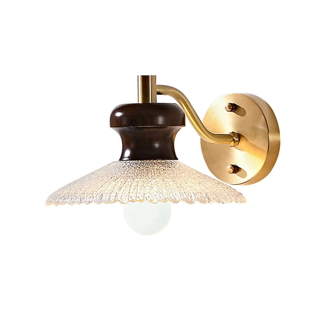South Seas Brass Wall Sconce with White Wax Wood and Glass Shade