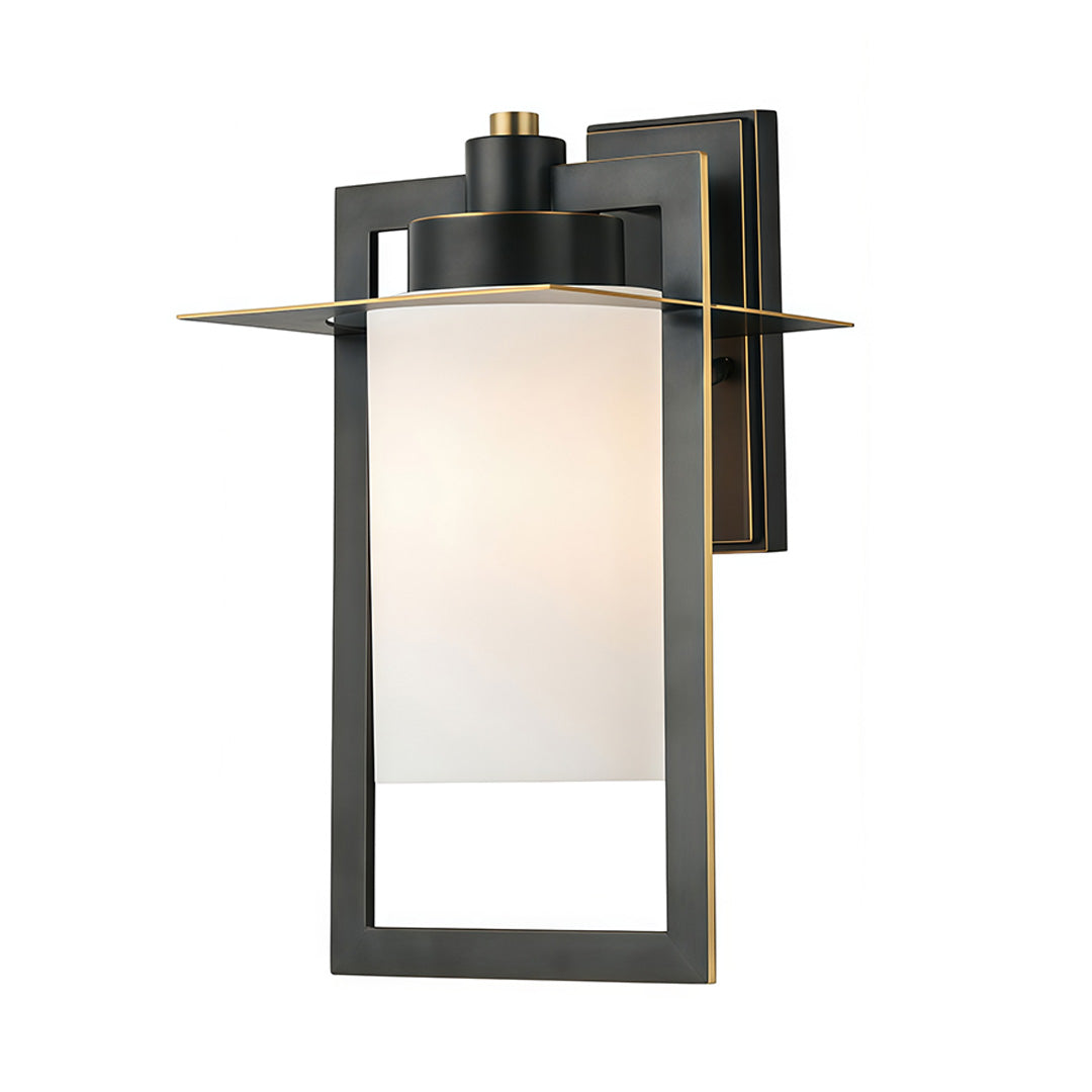 Modern Outdoor Wall Sconce in Black and Gold Brass with Clear Glass, IP55 Waterproof