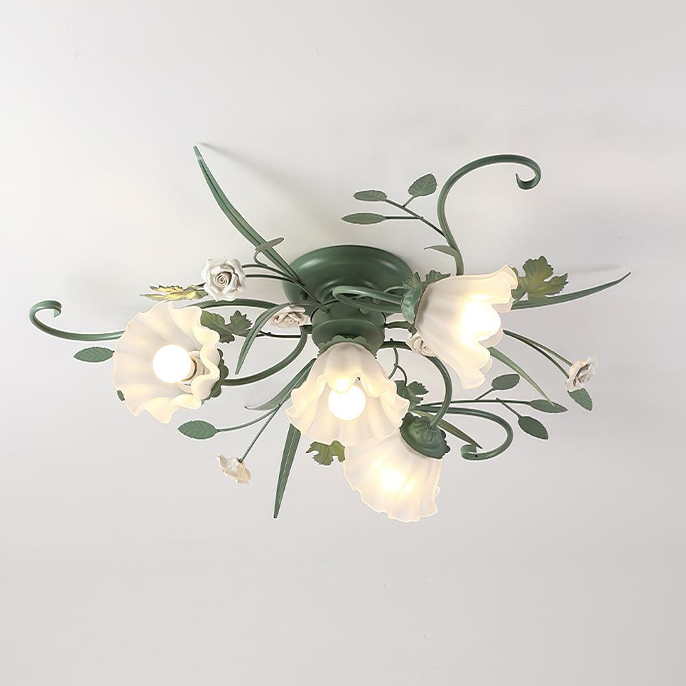 Quercia Floral Glass Ceiling Light – Modern Designer Flush Mount