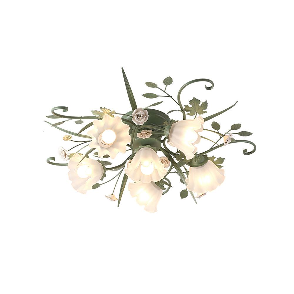Quercia Floral Glass Ceiling Light – Modern Designer Flush Mount