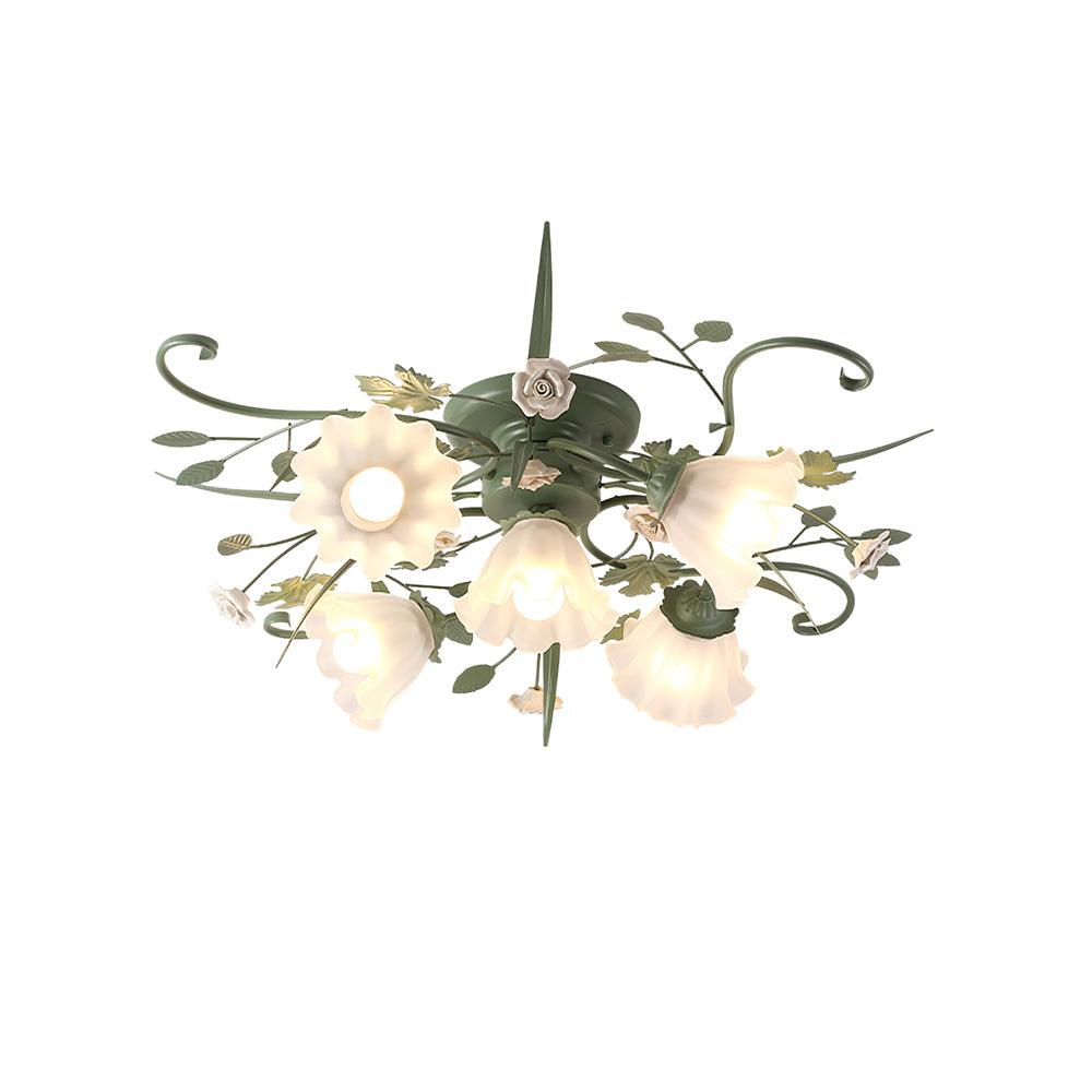 Quercia Floral Glass Ceiling Light – Modern Designer Flush Mount