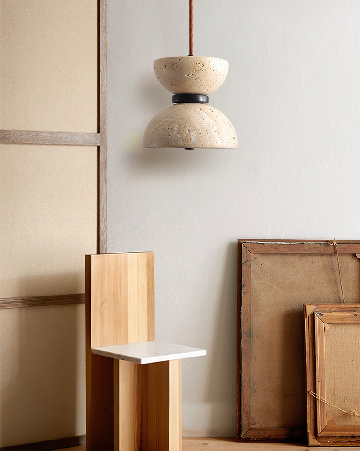 Vireo Travertine Pendant Light – Sculptural Stone LED Hanging Lamp for Modern Interiors