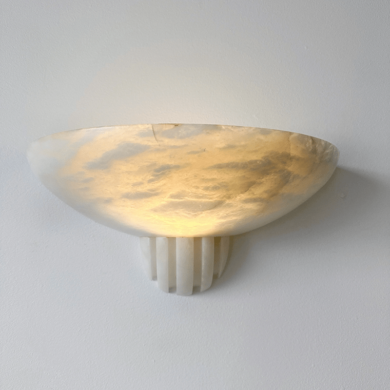 Sculptural Alabaster Wall Sconce with Warm Ambient Glow