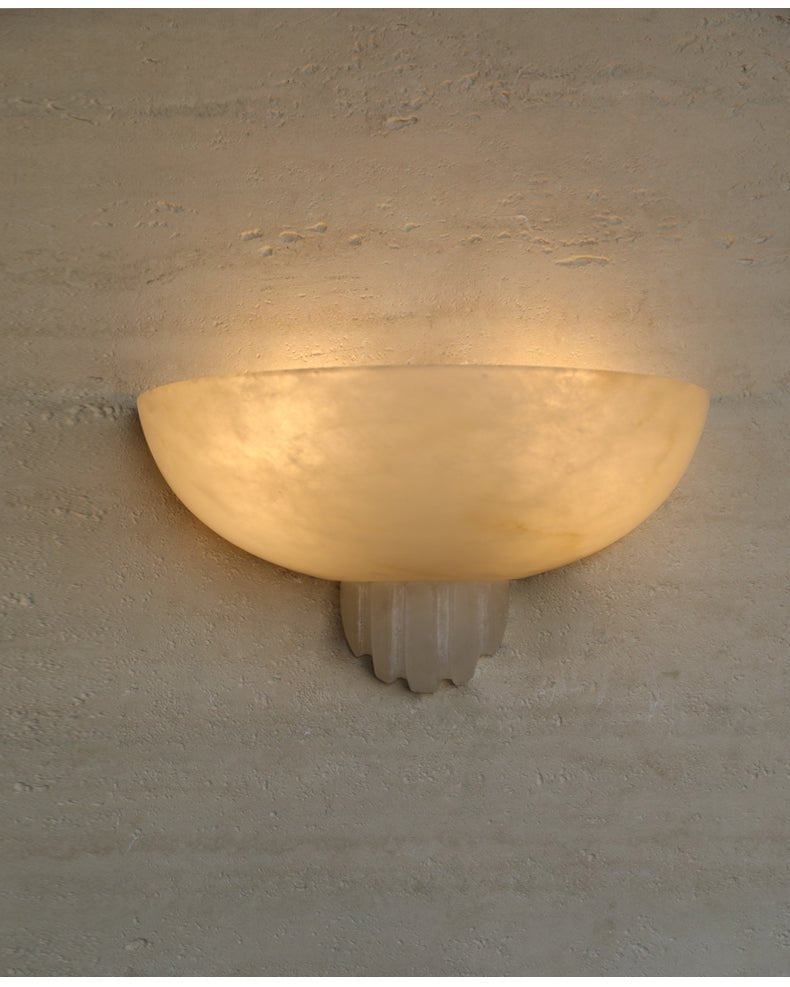 Sculptural Alabaster Wall Sconce with Warm Ambient Glow
