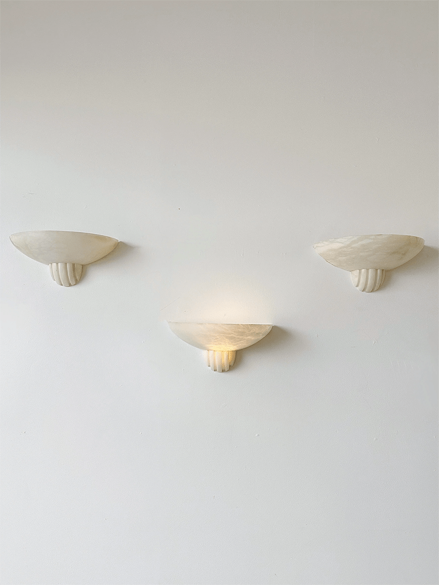 Sculptural Alabaster Wall Sconce with Warm Ambient Glow