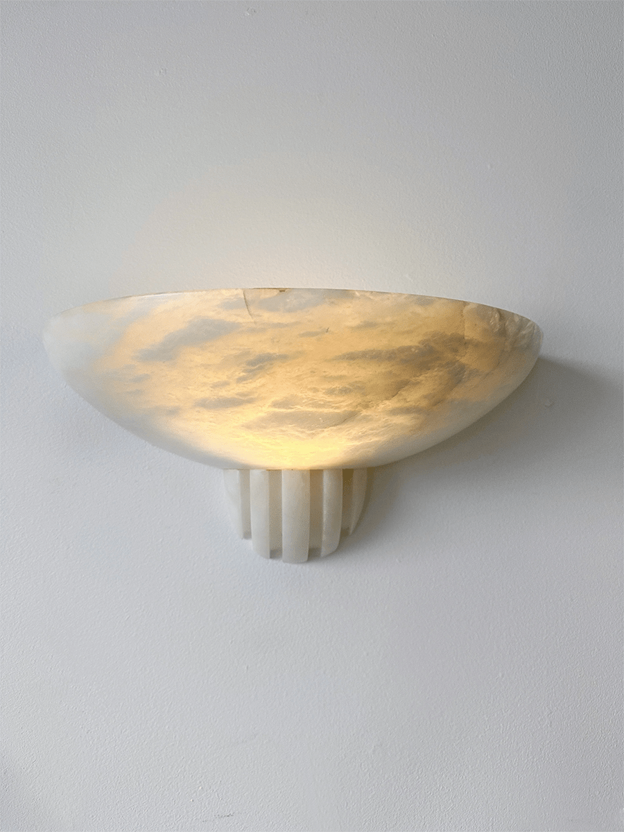 Sculptural Alabaster Wall Sconce with Warm Ambient Glow