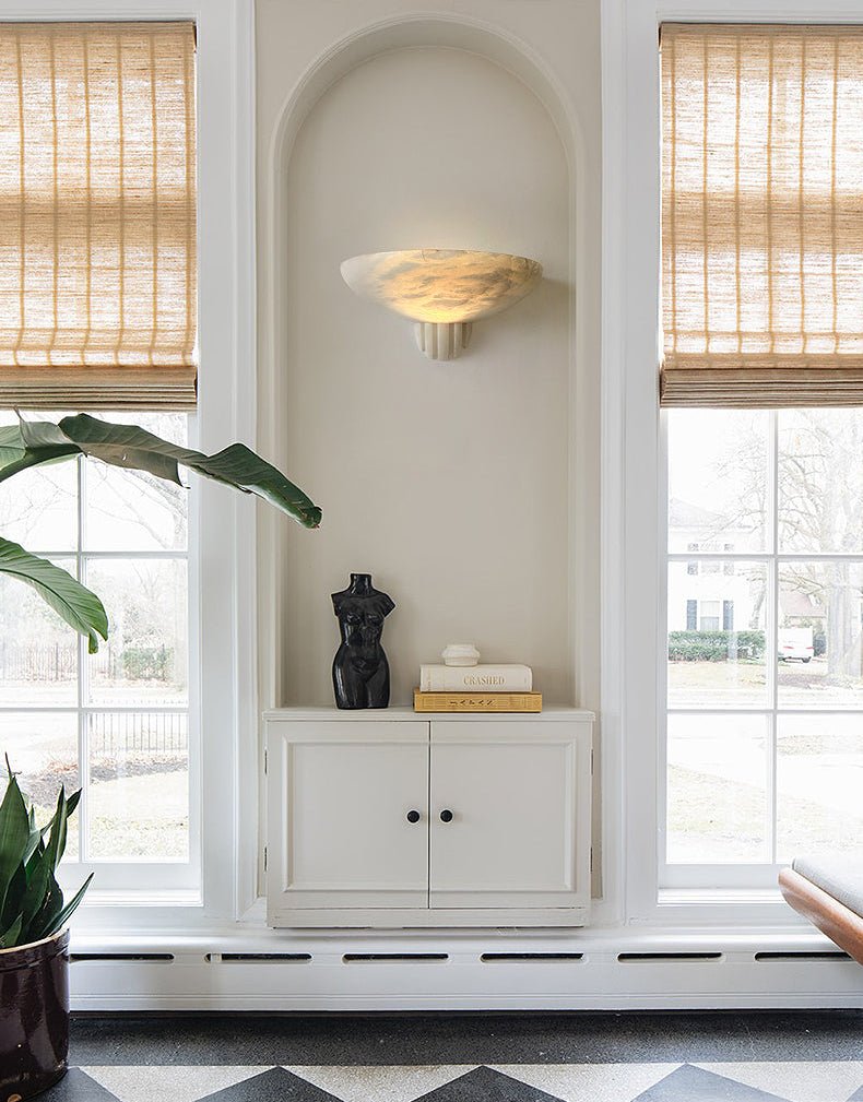 Sculptural Alabaster Wall Sconce with Warm Ambient Glow