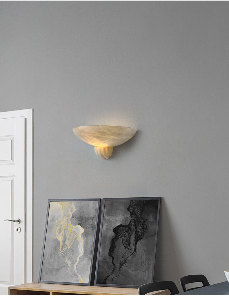 Sculptural Alabaster Wall Sconce with Warm Ambient Glow
