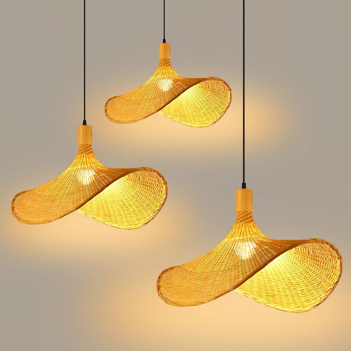 Bamboo Weave Hat Pendant Light