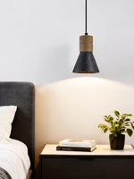 Ravena Rope Cone Pendant Light in Black Travertine
