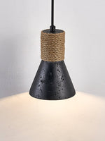 Ravena Rope Cone Pendant Light in Black Travertine
