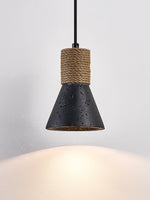 Ravena Rope Cone Pendant Light in Black Travertine