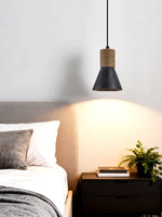 Ravena Rope Cone Pendant Light in Black Travertine